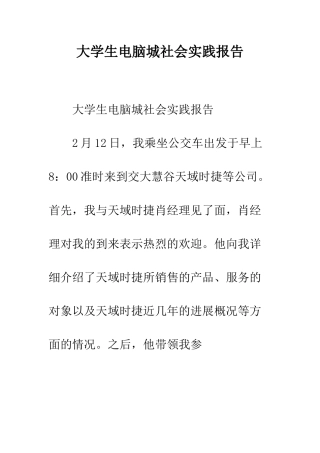 大学生电脑城社会实践报告--精编范文