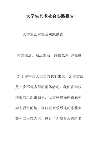 大学生艺术社会实践报告--精编范文