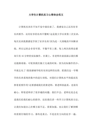 大学生计算机实习心得体会范文