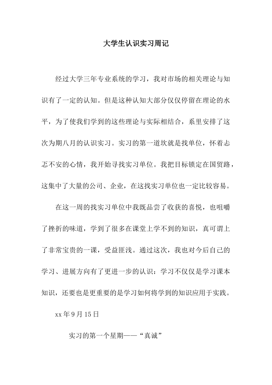 大学生认识实习周记_第1页