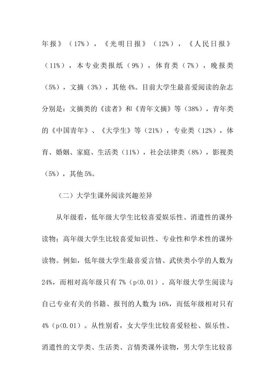 大学生课外阅读调查报告_第2页