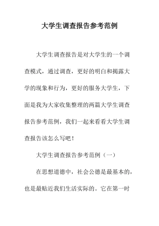 大学生调查报告参考范例--精编范文