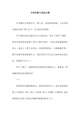 大学生钳工实训心得