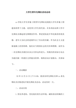 大学生青年先锋队活动总结
