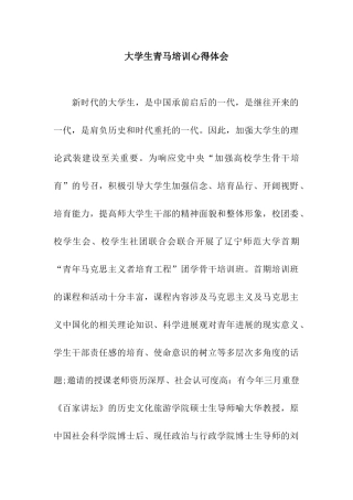 大学生青马培训心得体会