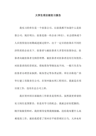 大学生项目部实习报告