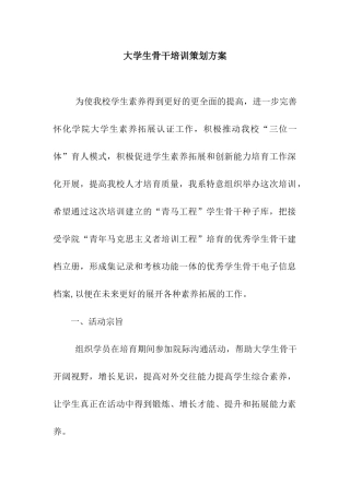 大学生骨干培训策划方案