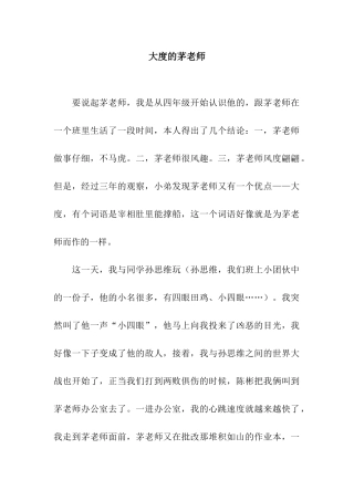 大度的茅老师