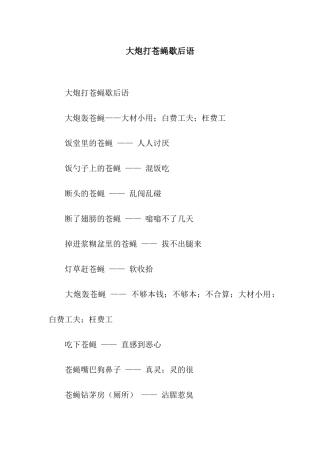 大炮打苍蝇歇后语