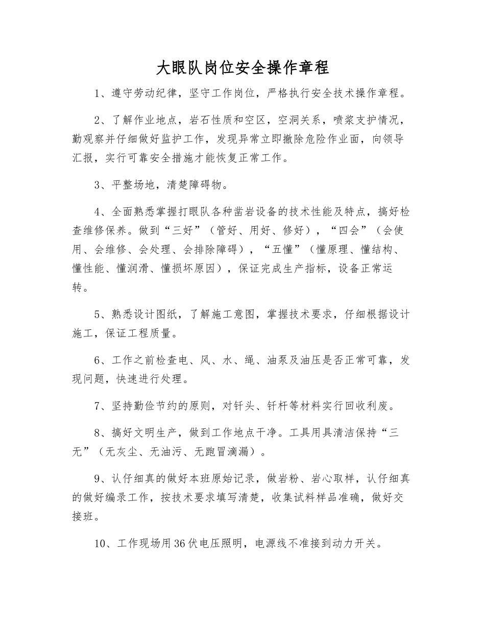 大眼队岗位安全操作规程_第1页
