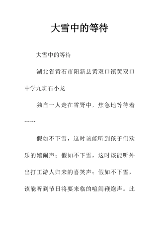 大雪中的等待