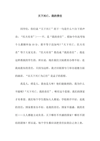 天下兴亡-我的责任