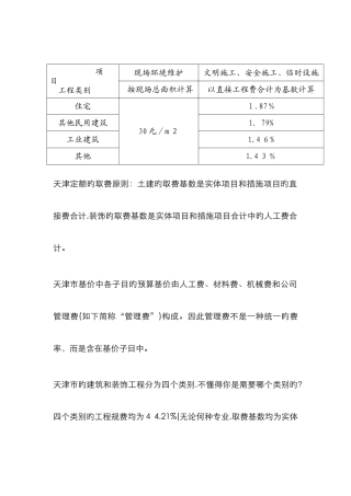 天津市定额取费