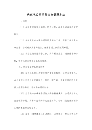 天然气公司消防安全管理办法