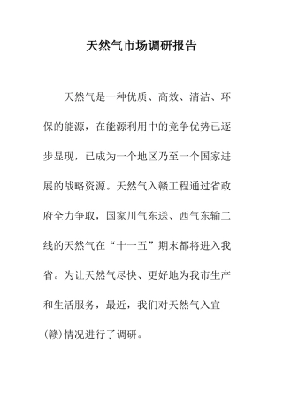 天然气市场调研报告--精编范文