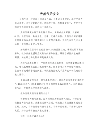 天然气的安全