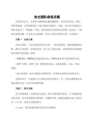 女士团队命名方案