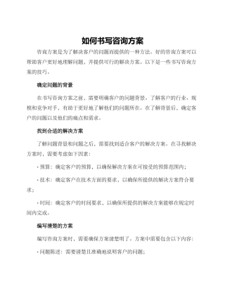 如何书写咨询方案