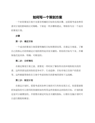 如何写一个策划方案