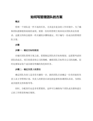 如何写管理团队的方案