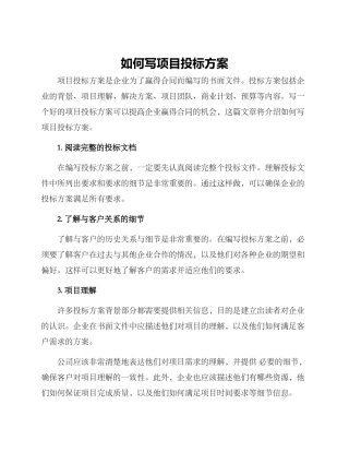 如何写项目投标方案