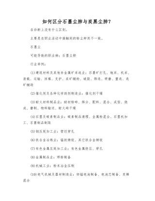 如何区分石墨尘肺与炭黑尘肺？