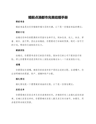 婚前点滴都市完美结婚手册