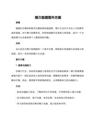 媒介助理晋升方案