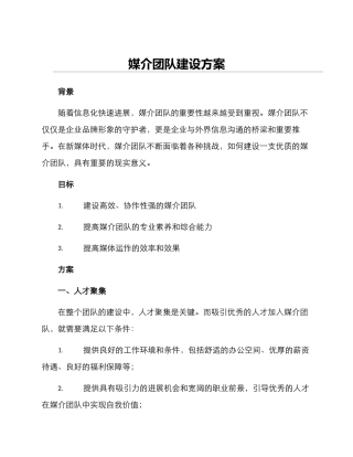 媒介团队建设方案