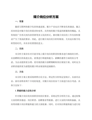 媒介岗位分析方案