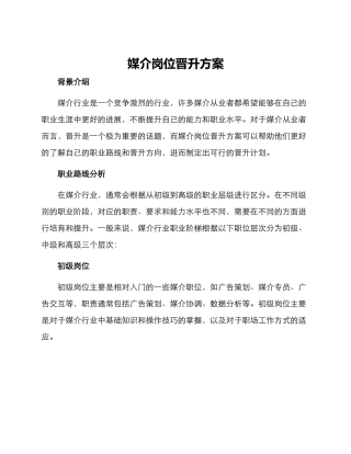 媒介岗位晋升方案