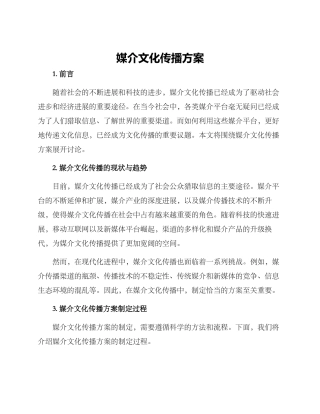 媒介文化传播方案
