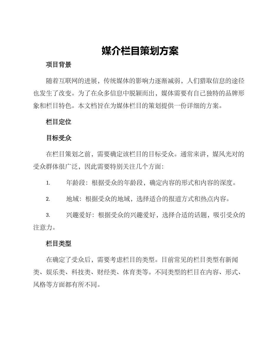 媒介栏目策划方案_第1页