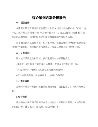 媒介策划方案分析报告