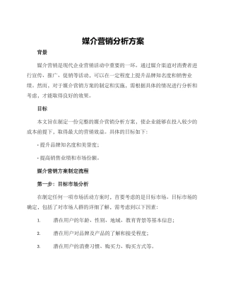 媒介营销分析方案