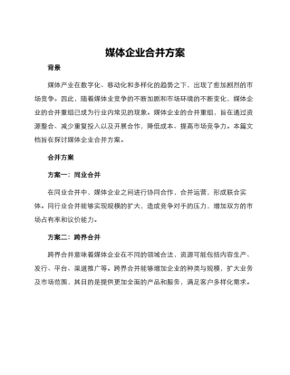 媒体企业合并方案