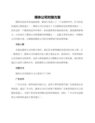 媒体公司对接方案