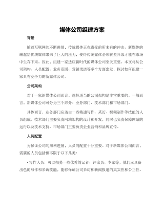 媒体公司组建方案