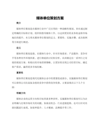 媒体单位策划方案