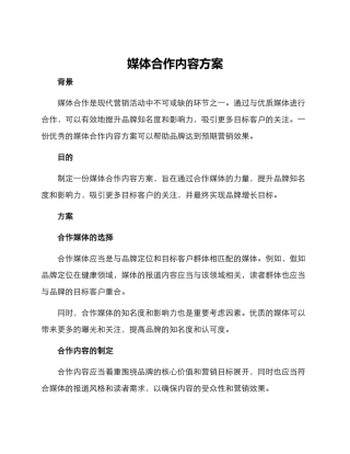 媒体合作内容方案