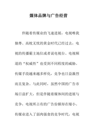 媒体品牌与广告经营