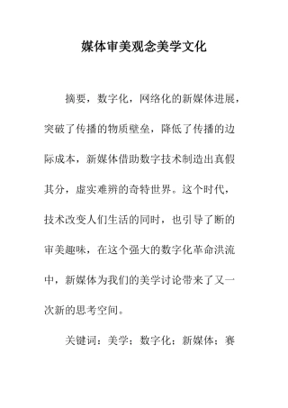 媒体审美观念美学文化