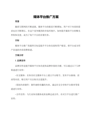 媒体平台推广方案