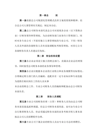 某公司财务人员调配及管理规定