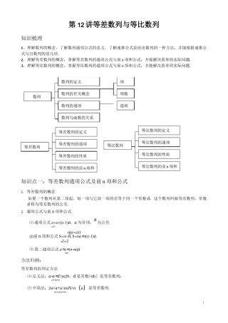 高中数学专题学习：等差数列与等比数列