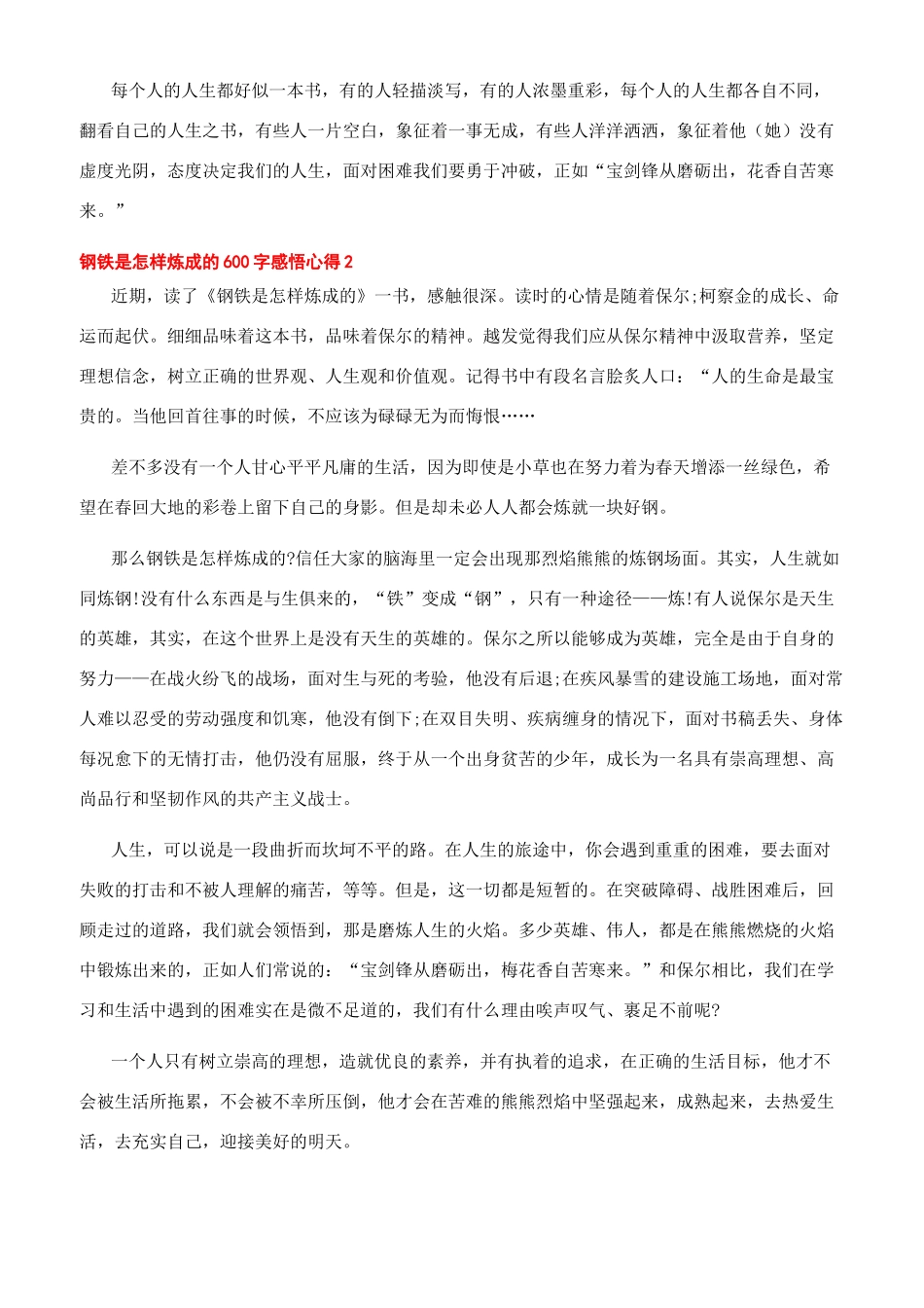 -钢铁是怎样炼成的600字感悟心得_第2页