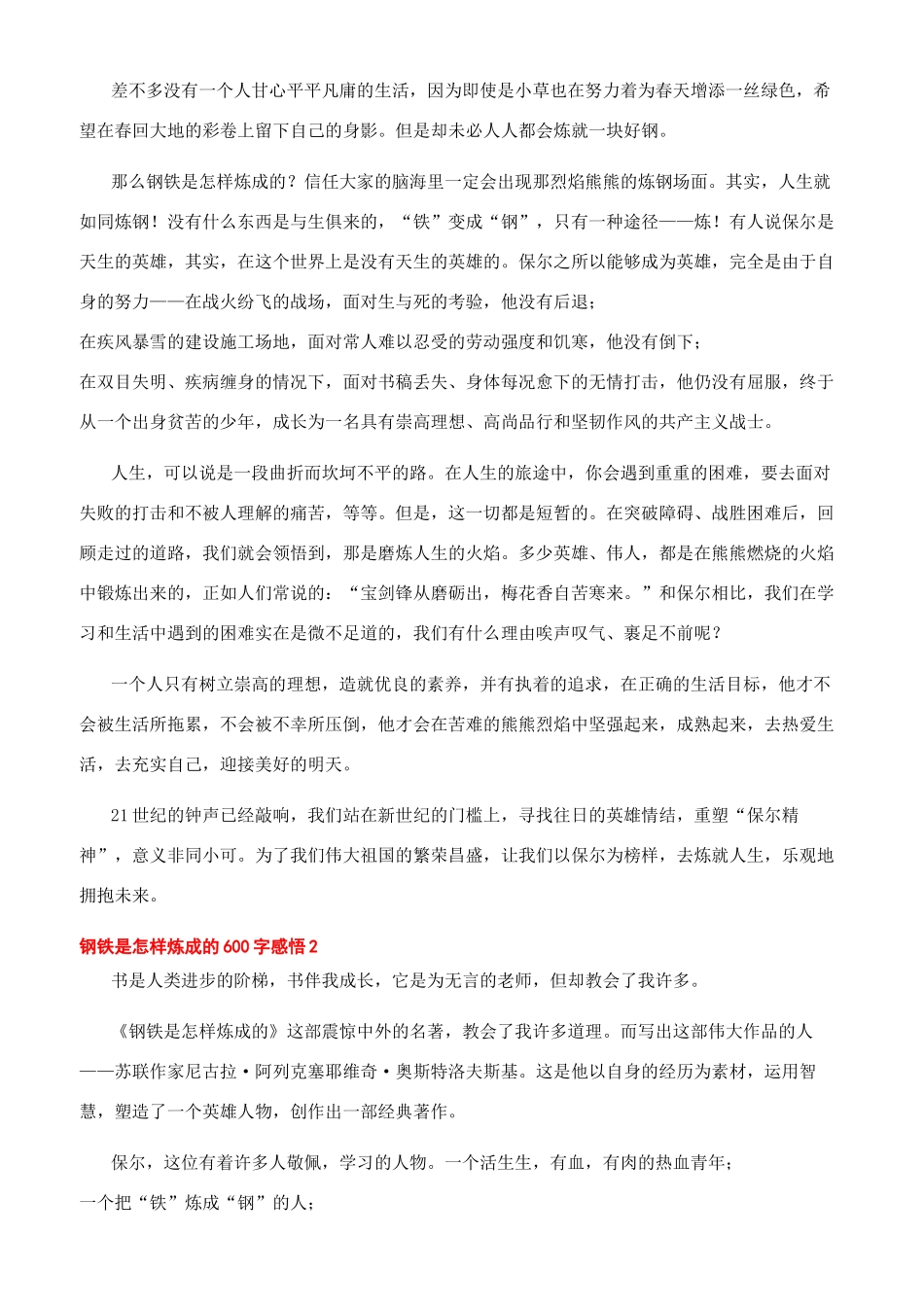 -钢铁是怎样炼成的600字感悟_第2页