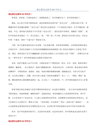 -难忘那次过春节600字作文