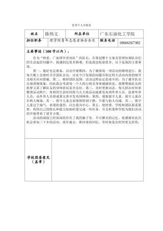 02广东石油化工学院优秀个人申报表