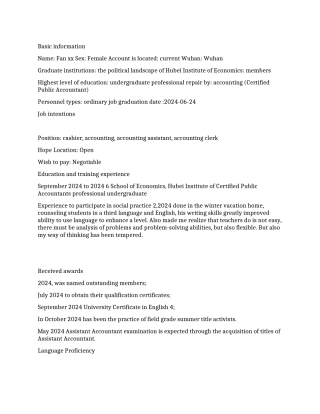 09注册会计师英文简历范文